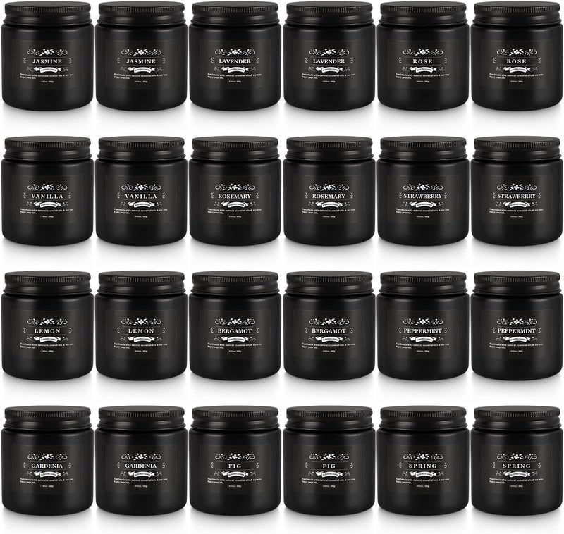 Howemon Scented Candle Set 24 Pack,Black, Candle for Home Scented, Odor Eliminating, Stress Relief, Long Lasting Soy Wax Gift Set - Image 2